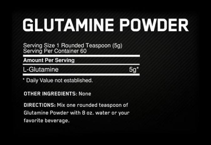 TopWay Suplementos - Glutamine Powder 300g - Optimum Nutrition- Tabela Nutricional
